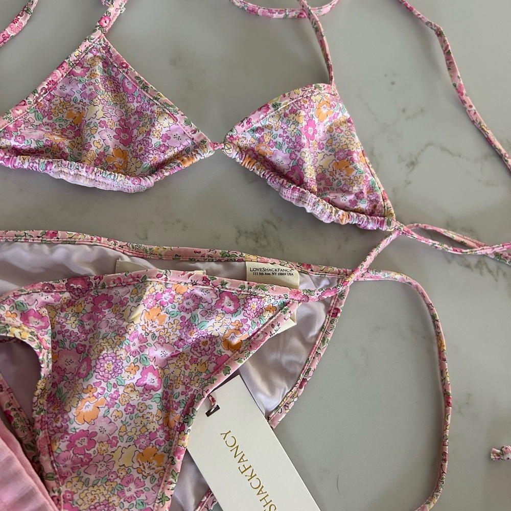 NWT LoveShackFancy Pink Floral Bikini Set